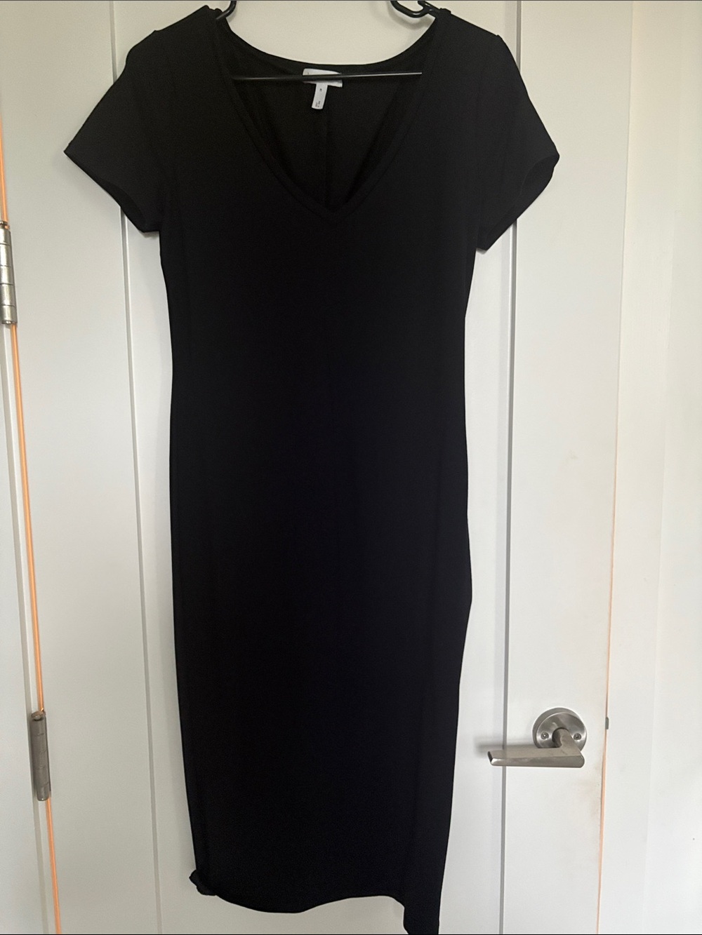 Leith Black V-Neck Midi Dress